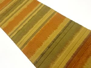 ふくれ織横段に向かい鳥・華文模様織出し全通洒落袋帯